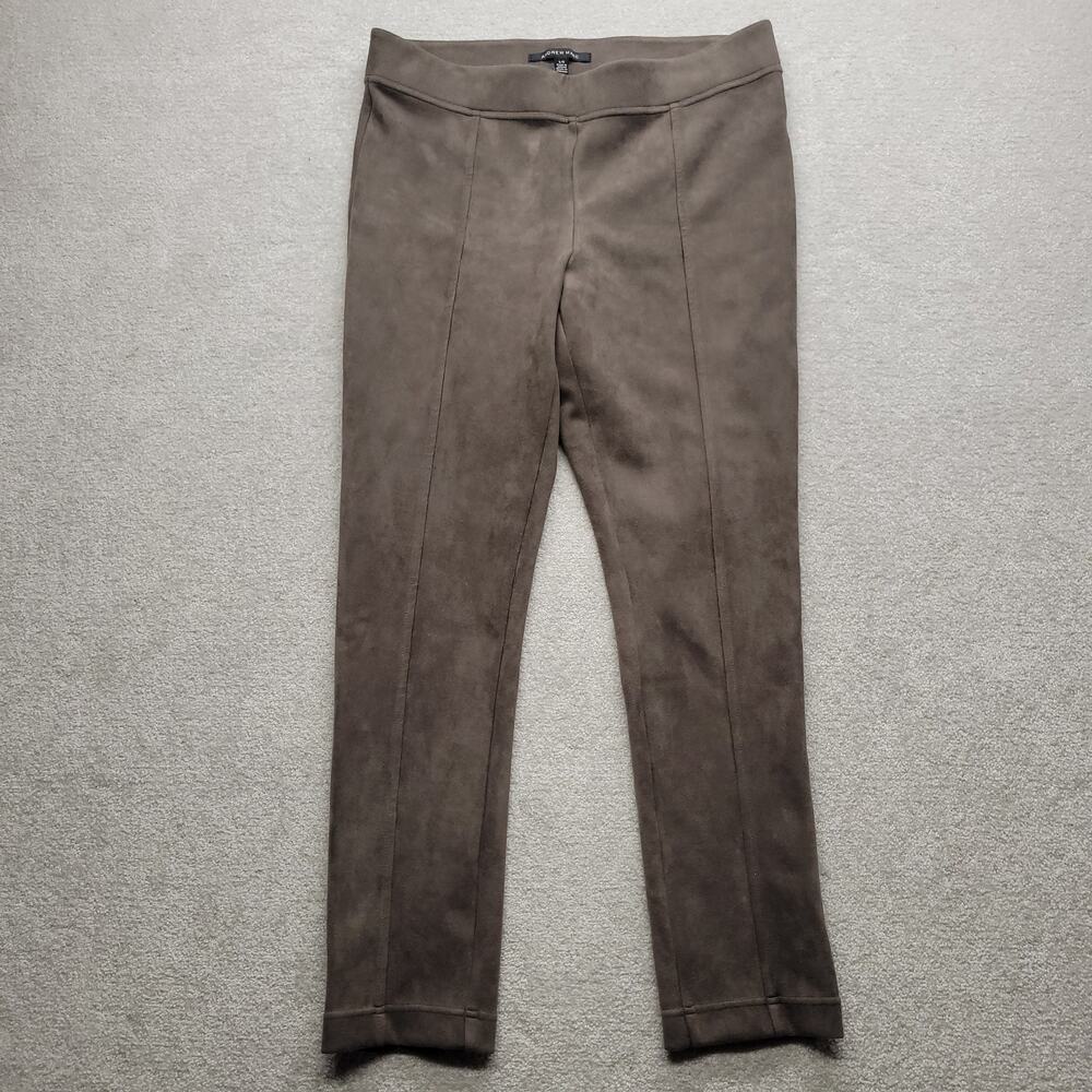 Andrew Marc Womens Large Faux Suede Pants Brown Pull On Skinny Leggings